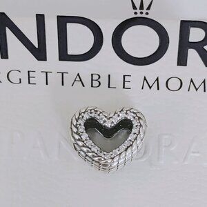 Pandora Snake Chain Pattern Open Heart Charm Pendant with box